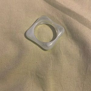 Green jade square ring